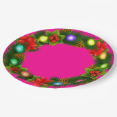 クリスマスピンク紙パーティープレート9" ペーパープレート (アングル)