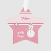 クリスマスピンク雪だるま孫 オーナメント (裏面)