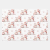 クリスマスピンク雪ガールポインセチア ラッピングペーパーシート (正面2)