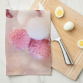 クリスマスピンク&ホワイトフワフワ雪だるま キッチンタオル (四つ折り)