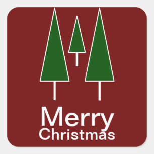 クリスマスピンタツリー アブストラクト グリーン レッド スクエアシール