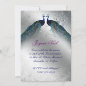 クリスマスピーコックカード招待状ブルーシルバージョイ 招待状 (正面)