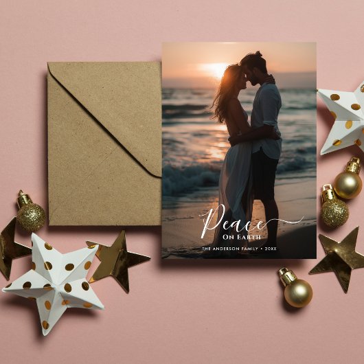 クリスマスピースオンアースサンセットビーチ写真 シーズンカード