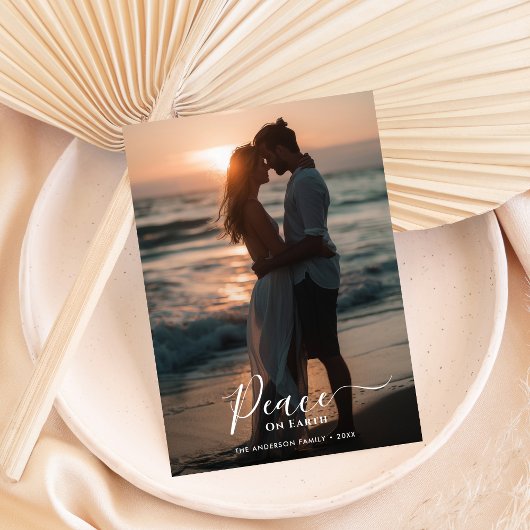 クリスマスピースオンアースサンセットビーチ写真 シーズンカード