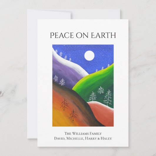 クリスマスピースカラフルオン・アース冬フォークアート シーズンカード (正面)