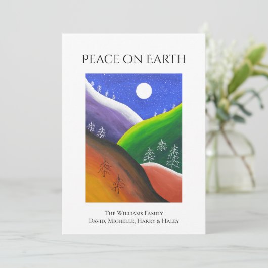 クリスマスピースカラフルオン・アース冬フォークアート シーズンカード (スタンド正面)