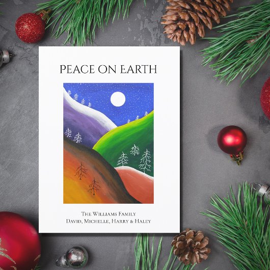 クリスマスピースカラフルオン・アース冬フォークアート シーズンポストカード
