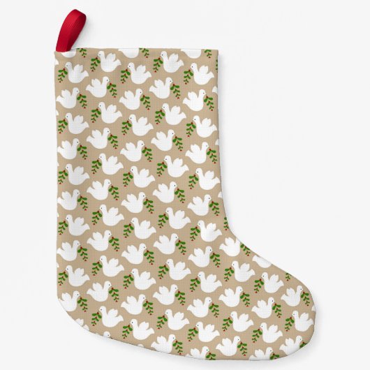 クリスマスピースラブジョイドーブフェイスホリデーデコール スモールクリスマスストッキング (正面)