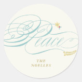 クリスマスピース台本の書道の葉のクラシック ラウンドシール (正面)