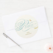 クリスマスピース台本の書道の葉のクラシック ラウンドシール (封筒)