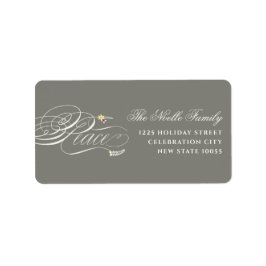 クリスマスピース台本の書道の葉のクラシック ラベル