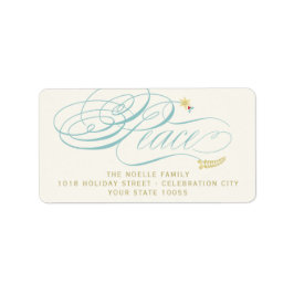 クリスマスピース台本の書道の葉のクラシック ラベル