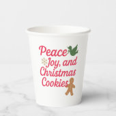 クリスマスピース喜びクッキー引用文赤 紙コップ (裏面)