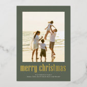 クリスマスピース喜び愛グリーンスノーフレーク1写真 箔シーズンカード (正面)