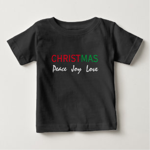 クリスマスピース喜び愛タイポグラフィ ベビーTシャツ