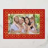 クリスマスピース喜び愛レッドスノーフレーク1写真 箔シーズンカード (正面)