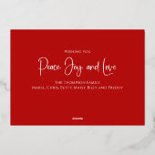 クリスマスピース喜び愛レッドスノーフレーク1写真 箔シーズンカード (裏面)