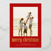 クリスマスピース喜び愛レッドスノーフレーク1写真 箔シーズンカード (正面)