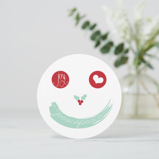 クリスマスピース愛の喜びウィムジーのおもしろい顔写真 シーズンカード (スタンド正面)