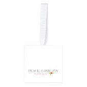 クリスマスピース愛の喜びホリー家族の名前写真 キューブオーナメント (正面)