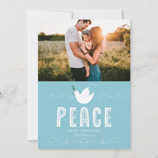 クリスマスピース独身のフォトホリデーカード シーズンカード (正面)