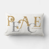 クリスマスピース金ゴールドシンプルン銀モダンの名前 ランバークッション (正面)