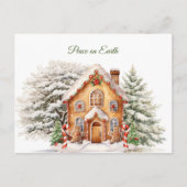 クリスマスピース・オン・アース・ジンジャーブレッド・ハウス ポストカード (正面)