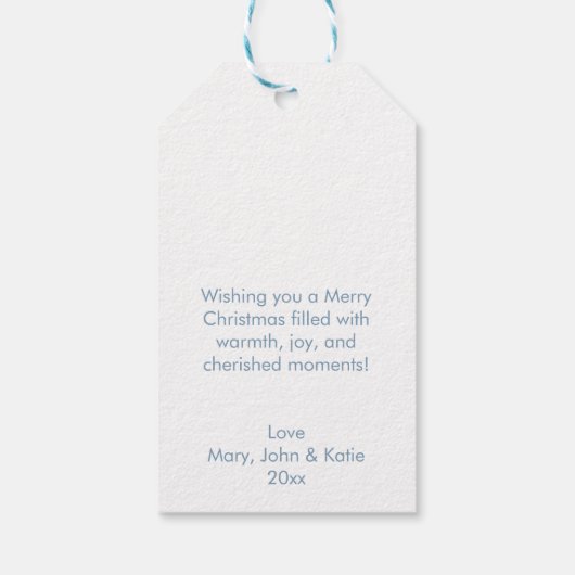 クリスマスピーターうさぎヴィンテージの水色 ギフトタグ (裏面)