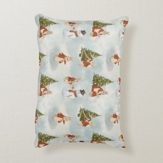 クリスマスピーターうさぎヴィンテージ アクセントクッション (裏面(縦))