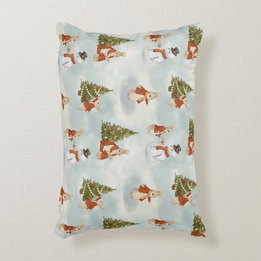 クリスマスピーターうさぎヴィンテージ アクセントクッション (正面(垂直))