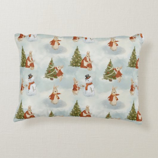 クリスマスピーターうさぎヴィンテージ アクセントクッション (裏面)