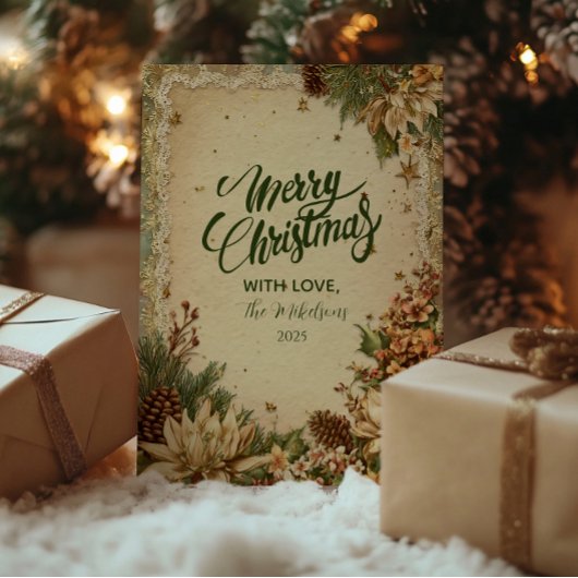 クリスマスピ素朴ネコーンとレース シーズンカード