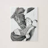 クリスマスピ絵を描ントの馬とサンタ ジグソーパズル (縦)