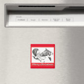 クリスマスピ絵を描ントの馬とサンタ マグネット (インサイチュ (食洗機))