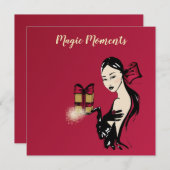 クリスマスファッションイラストレーションと小包 シーズンカード (正面/裏面)