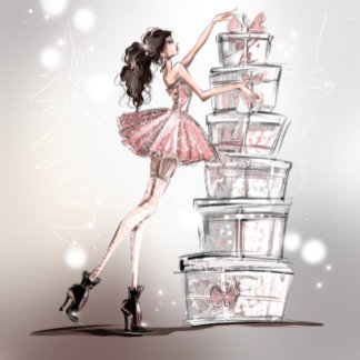 クリスマスファッションイラストレーションカード 招待状