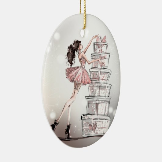 クリスマスファッションイラストレーション セラミックオーナメント (右)