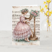 クリスマスファッションドおばさ遊んハープ カード (黄色い花)