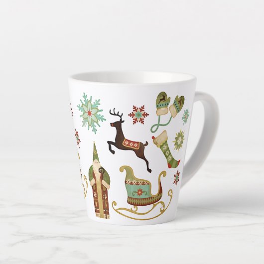 クリスマスファッションドにクリスマスに飾る旧画像 カフェラテマグ (右アングル)