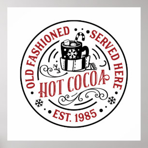 クリスマスファッションドに出される古いホットココア ポスター
