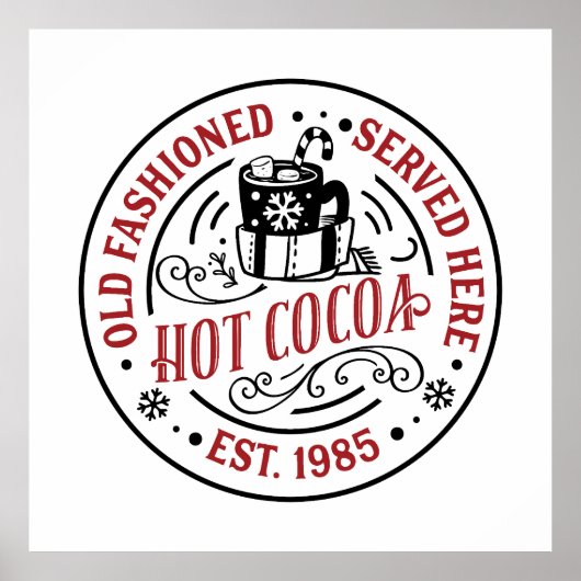 クリスマスファッションドに出される古いホットココア ポスター (正面)