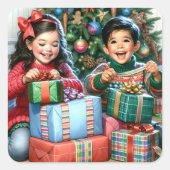 クリスマスファッションドの古い朝 スクエアシール (正面)