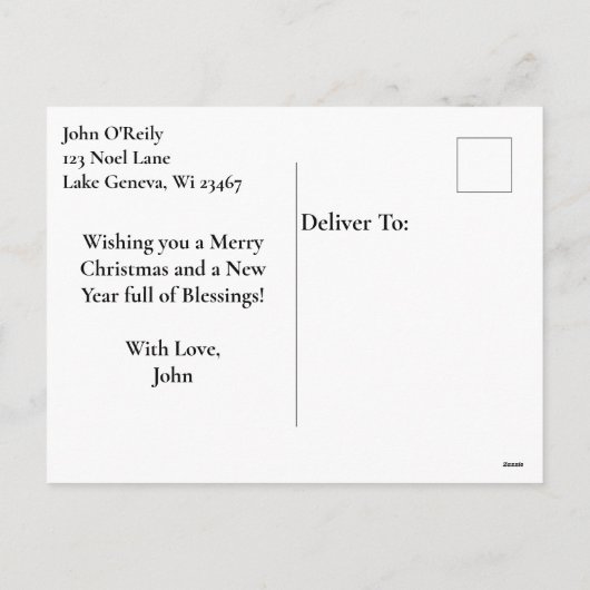 クリスマスファッションドの夜の古いヴィンテージ列車 シーズンポストカード (裏面)