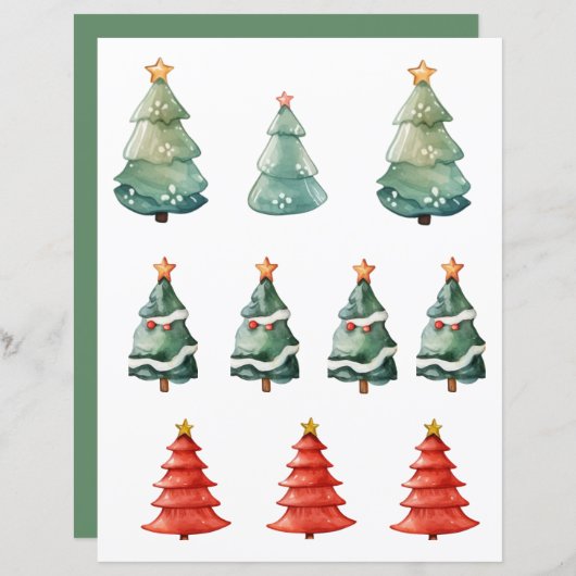 クリスマスファッシーの切り抜き木 (正面/裏面)