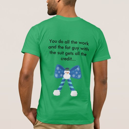 クリスマスファットマンサンタオフィスユーモアおもしろいジョーク Tシャツ (裏面)