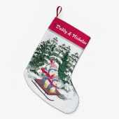 クリスマスファミリーおもしろいかわいいペンギン スモールクリスマスストッキング (正面 (吊り時))