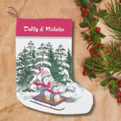 クリスマスファミリーおもしろいかわいいペンギン スモールクリスマスストッキング