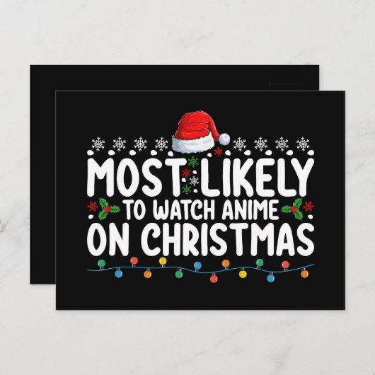 クリスマスファミリーでアニメを見る可能性が最も高い ポストカード (正面/裏面)