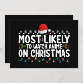 クリスマスファミリーでアニメを見る可能性が最も高い 招待状 (正面/裏面)