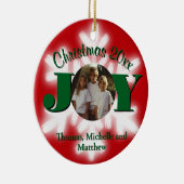 クリスマスファミリーのパーソナライズ写真テンプレート セラミックオーナメント (右)